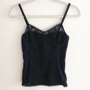 URBAN OUTFITTERS black and blue lace detail top